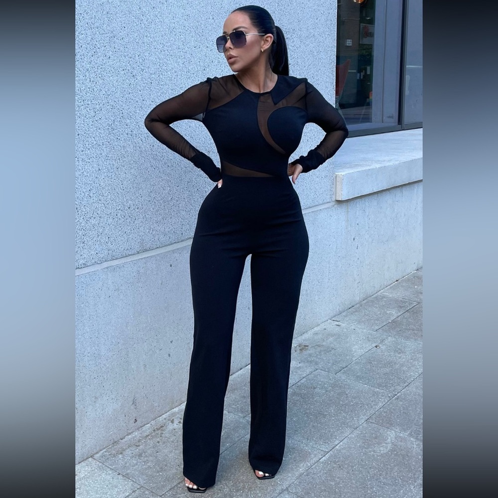 Women’s Black Mesh Jumpsuit